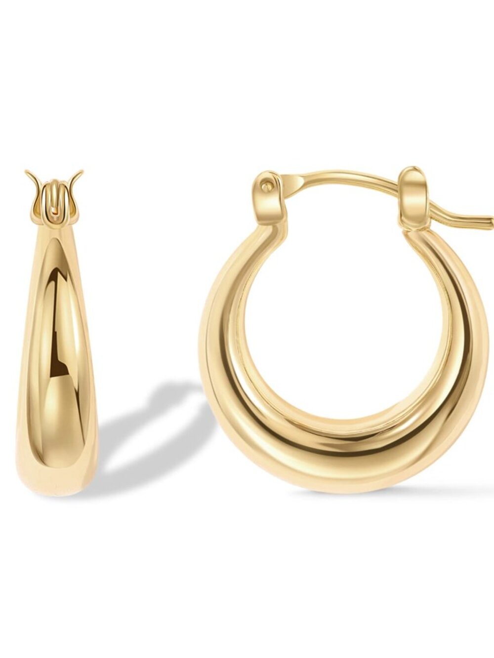 14K Gold Plated Sterling Silver Oval Hoop Earrings
